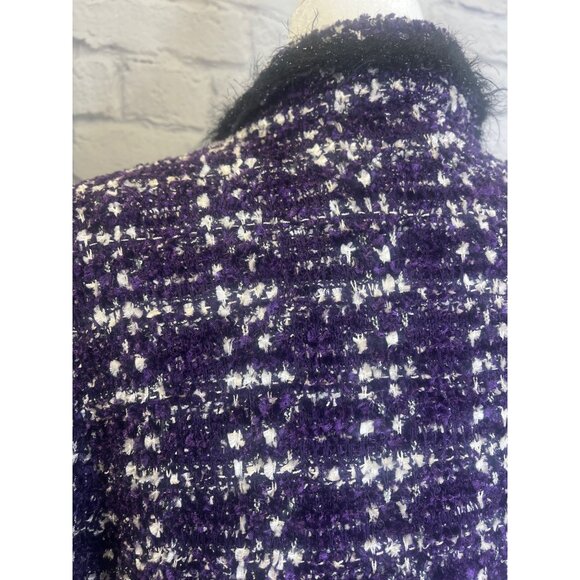 St. John collection Boucle Knit Jacket Wool Blend Black and Purple Colors Size16 - Picture 6 of 11